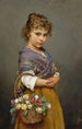 Giovane ragazza con un cesto di fiori - Eugen von Blaas — vista dell’opera