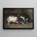 Due gatti con una preda - Eugène Remy Maes — quadro incorniciato alla parete