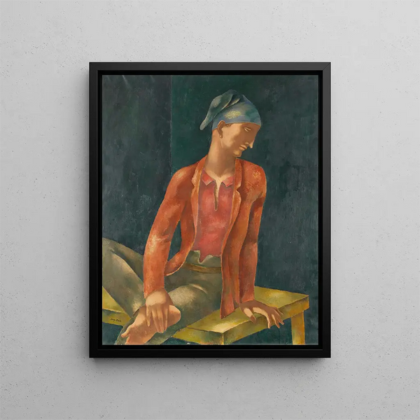 Giovane uomo con una cuffia blu - Eugeniusz Zak — quadro incorniciato alla parete