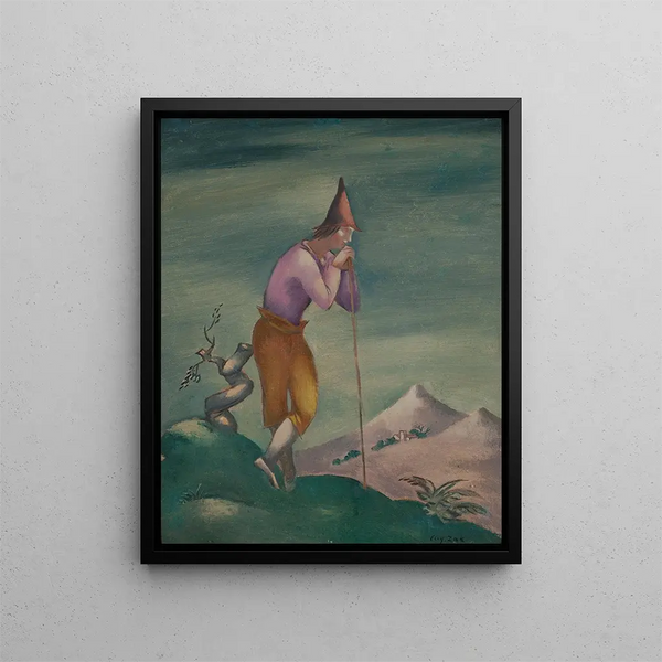 Paesaggio con un vagabondo - Eugeniusz Zak — quadro incorniciato alla parete