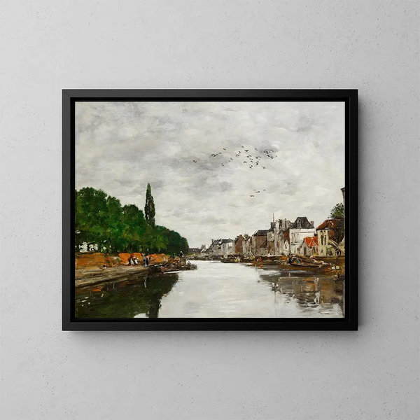 Canale nei dintorni di Bruxelles - Eugène Boudin — quadro incorniciato alla parete