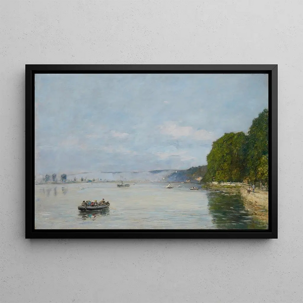 Caudebec-en-Caux, Bateaux sul Senna - Eugène Boudin — quadro incorniciato alla parete