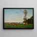 Chaumière e pascolo sulle rive della Touques - Eugène Boudin — quadro incorniciato alla parete
