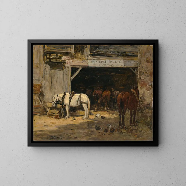 Corte e Curia di un affittuario - Eugène Boudin — quadro incorniciato alla parete