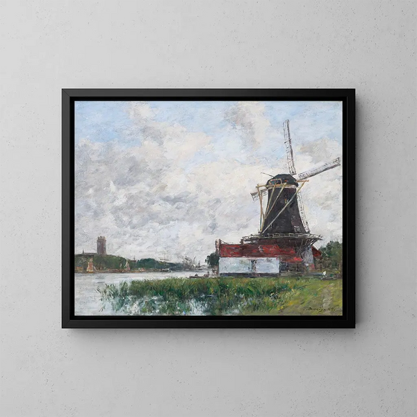 Moulin sur les bords de la Meuse à Dordrecht - Eugène Boudin — quadro incorniciato alla parete