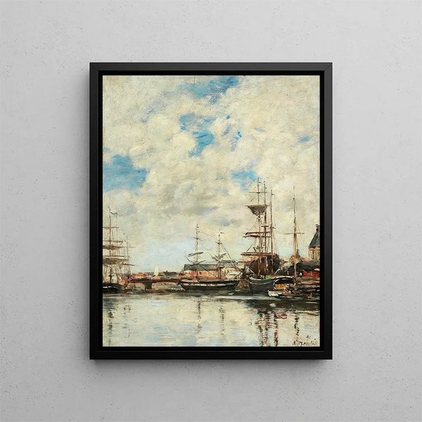 Dunkerque veletri sul molo - Eugène Boudin — quadro incorniciato alla parete