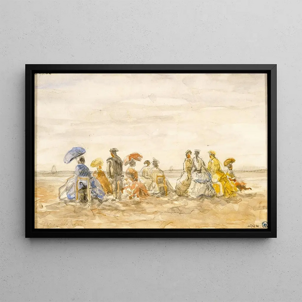 Figures sur la plage de Trouville - Eugène Boudin — quadro incorniciato alla parete