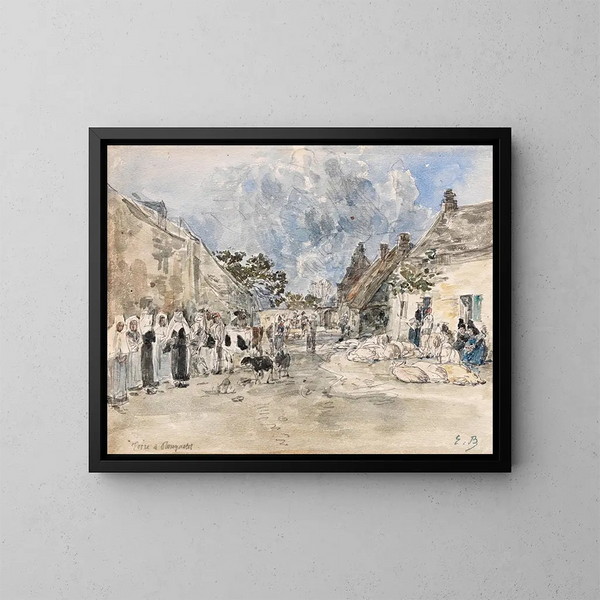 Foire di Plougastel - Eugène Boudin — quadro incorniciato alla parete