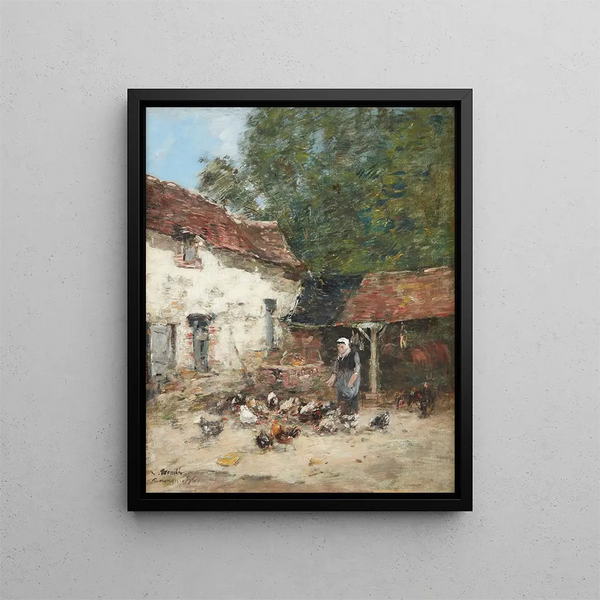 La Provende des Poules - Eugène Boudin — quadro incorniciato alla parete