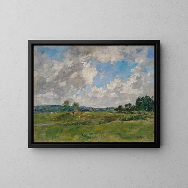 La valle della Touques - Eugène Boudin — quadro incorniciato alla parete
