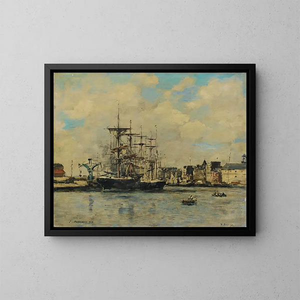 Le Havre, bacino della Barre - Eugène Boudin — quadro incorniciato alla parete