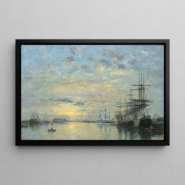 Le Havre, bacino dell'Eure - Eugène Boudin — quadro incorniciato alla parete