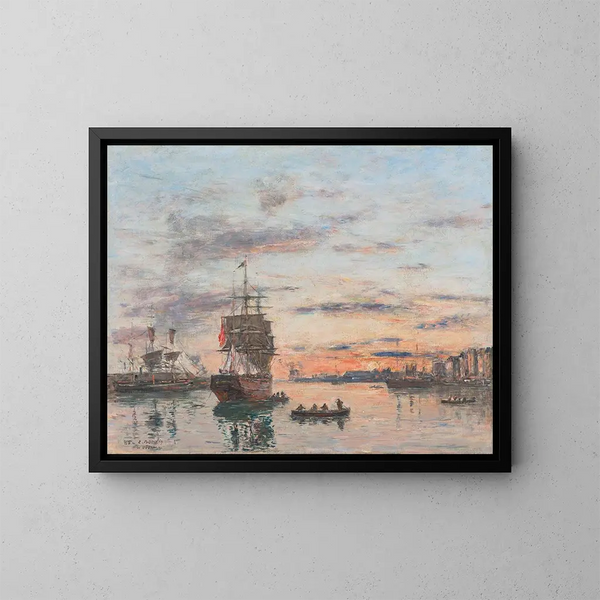 Le Havre, il porto del futuro - Eugène Boudin — quadro incorniciato alla parete