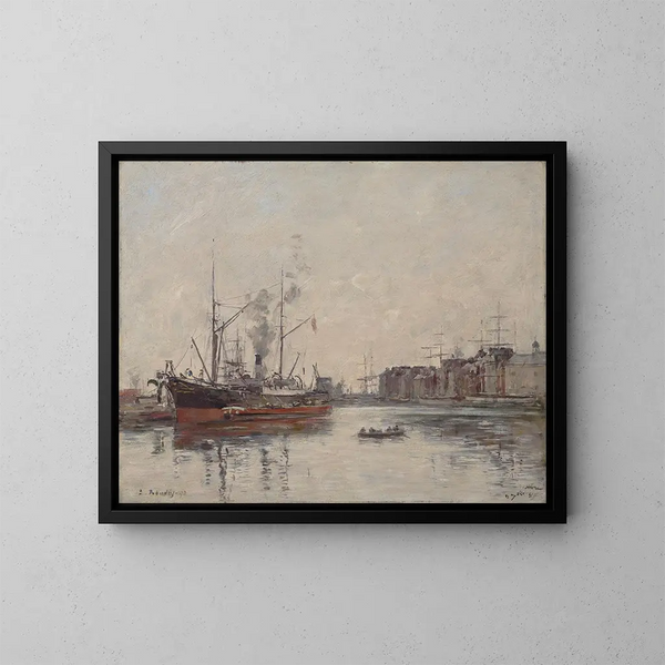 Le Havre, il bacino di la Barre - Eugène Boudin — quadro incorniciato alla parete
