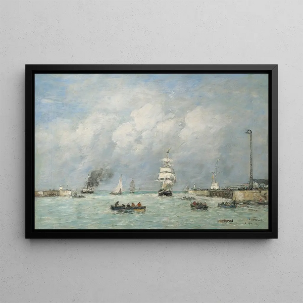 Le Havre, ingresso del porto - Eugène Boudin — quadro incorniciato alla parete