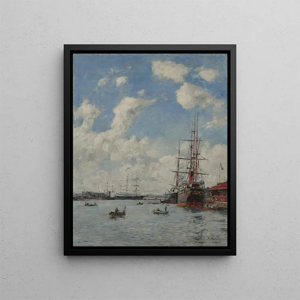 Le Havre il bacino dell'Eure - Eugène Boudin — quadro incorniciato alla parete