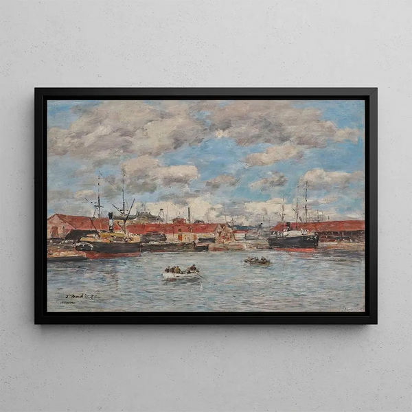 Le Havre, il bacino dei moli - Eugène Boudin — quadro incorniciato alla parete