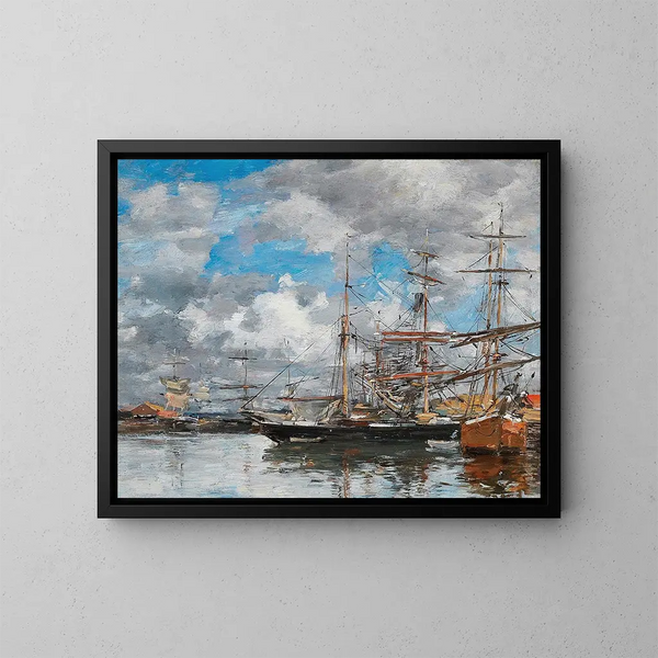 Il bacino di Deauville - Eugène Boudin — quadro incorniciato alla parete