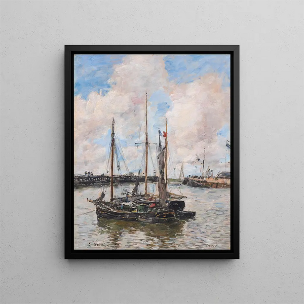 L'ingresso del porto di Trouville - Eugène Boudin — quadro incorniciato alla parete