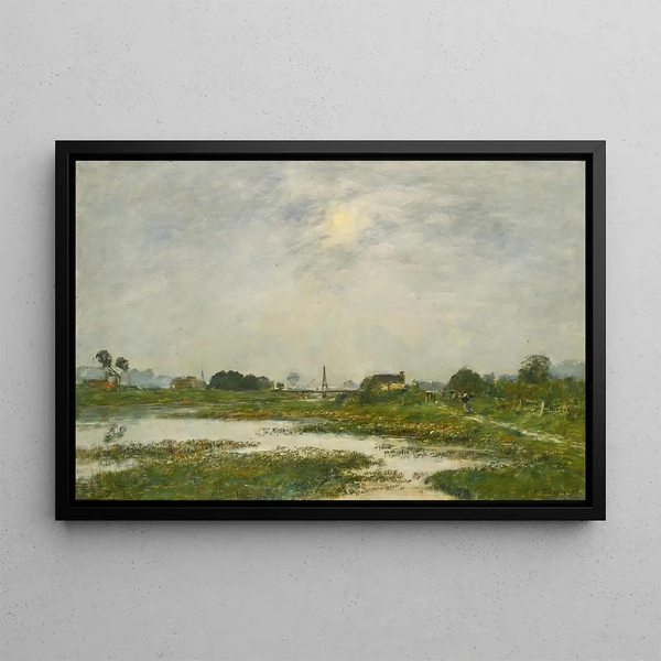 I bordi della Touques durante le alte maree - Eugène Boudin — quadro incorniciato alla parete