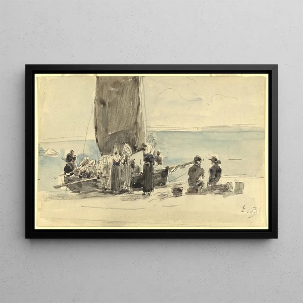 Caricamento delle barche - Eugène Boudin — quadro incorniciato alla parete