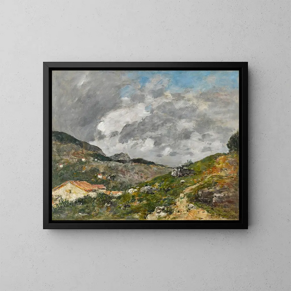 Montagne nei dintorni di Nizza - Eugène Boudin — quadro incorniciato alla parete