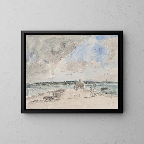 Plougastel, il passaggio all'imboccatura del fiume di Landerneau - Eugène Boudin — quadro incorniciato alla parete