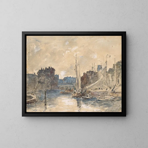 Porto di Rotterdam - Eugène Boudin — quadro incorniciato alla parete