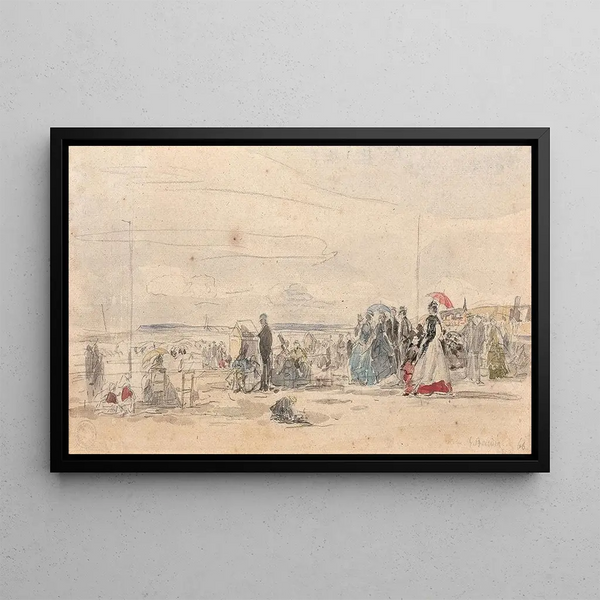 Scène di spiaggia Deauville - Eugène Boudin — quadro incorniciato alla parete