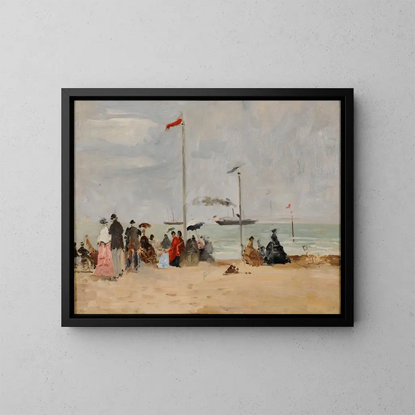 sulla spiaggia di Trouville - Eugène Boudin — quadro incorniciato alla parete