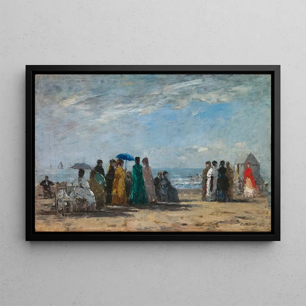 La spiaggia a Trouville - Eugène Boudin — quadro incorniciato alla parete
