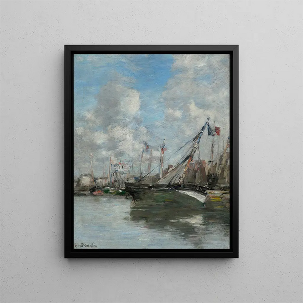 Trouville, barche arenate - Eugène Boudin — quadro incorniciato alla parete
