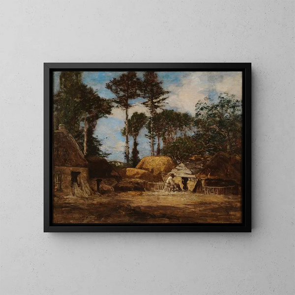 Una fattoria in Bretagna - Eugène Boudin — quadro incorniciato alla parete