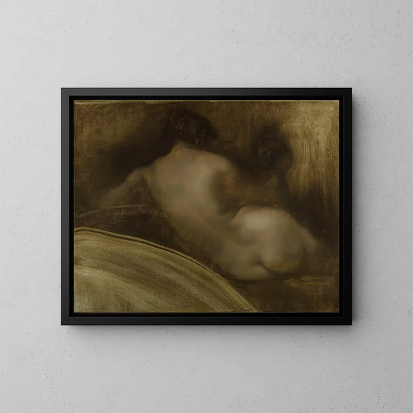 Donna nuda di schiena, figura di angolo - Eugène Carrière — quadro incorniciato alla parete