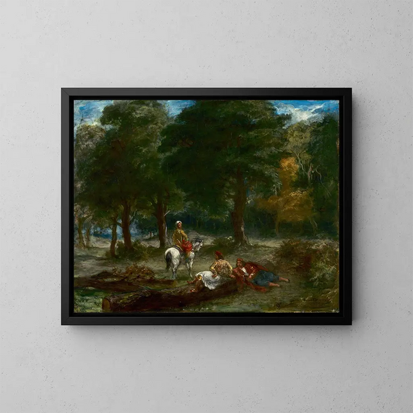Cavalli greci che si riposano nella foresta - Eugène Delacroix — quadro incorniciato alla parete