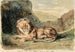 Leone sdraiato in un paesaggio - Eugène Delacroix — vista dell’opera
