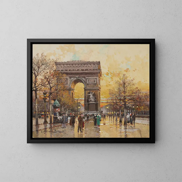 Arc de Triomphe in autunno - Eugène Galien-Laloue — quadro incorniciato alla parete