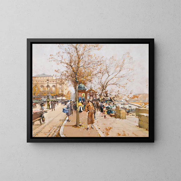 La Place du Châtelet, Parigi - Eugène Galien-Laloue — quadro incorniciato alla parete