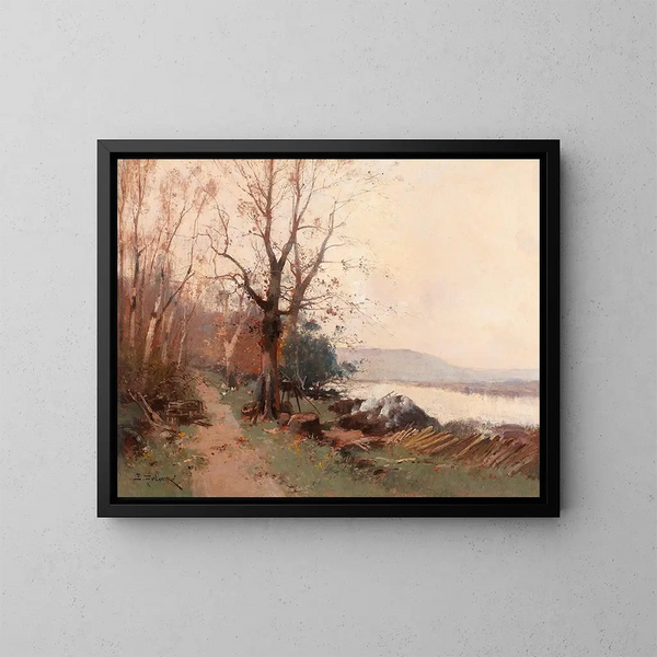Paesaggio fluviale - Eugène Galien-Laloue — quadro incorniciato alla parete