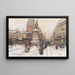 La place de Clichy sous la neige, Parigi - Eugène Galien-Laloue — quadro incorniciato alla parete