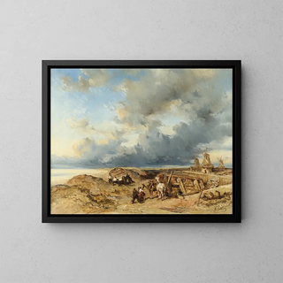 Eugne Isabey - Attelage de chevaux en bord de mer Hollande.webp
