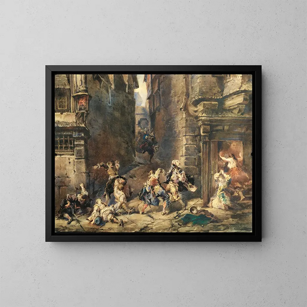 La rixe - Eugène Isabey — quadro incorniciato alla parete