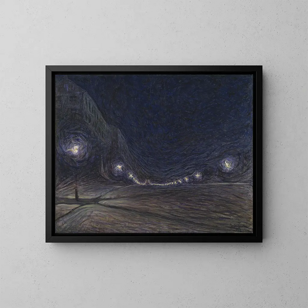 Hornsgatan la notte - Eugène Jansson — quadro incorniciato alla parete
