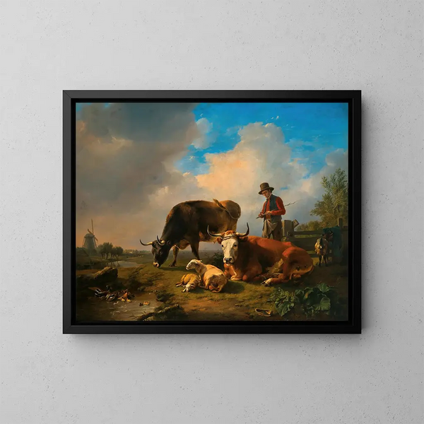 Un idillio pastorale - Eugène Joseph Verboeckhoven — quadro incorniciato alla parete