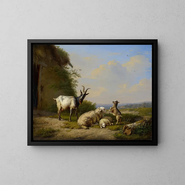 Capre e pecore - Eugène Joseph Verboeckhoven — quadro incorniciato alla parete