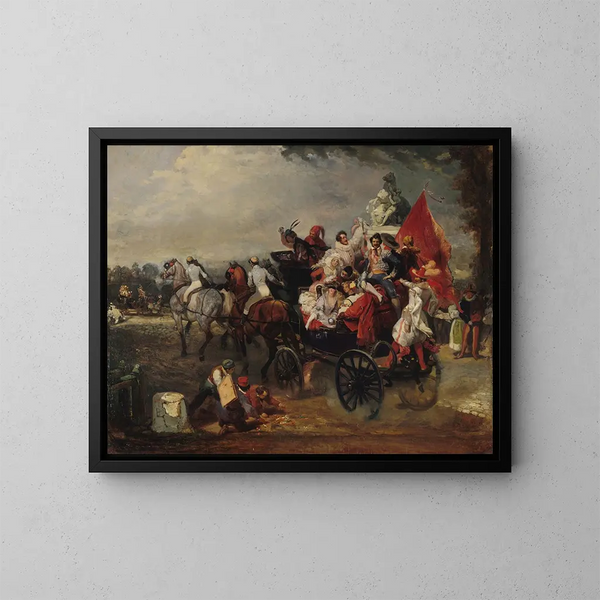 Scène di carnevale in piazza della Concordia - Eugène Lami — quadro incorniciato alla parete