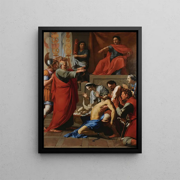 di Sant'Paolo che esorcizza un uomo posseduto - Eustache Le Sueur — quadro incorniciato alla parete