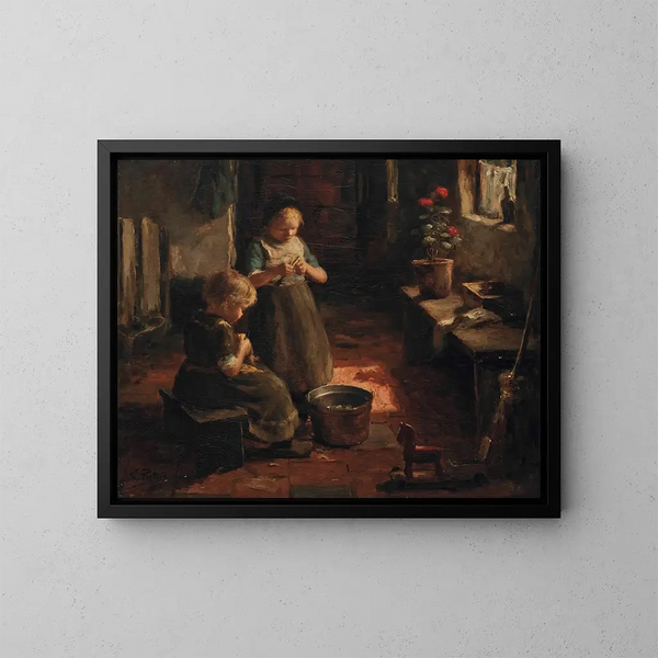 Sbucciare le patate - Evert Pieters — quadro incorniciato alla parete