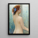 Nu femminile con fiori tra i capelli visto di spalle - Fausto Zonaro — quadro incorniciato alla parete