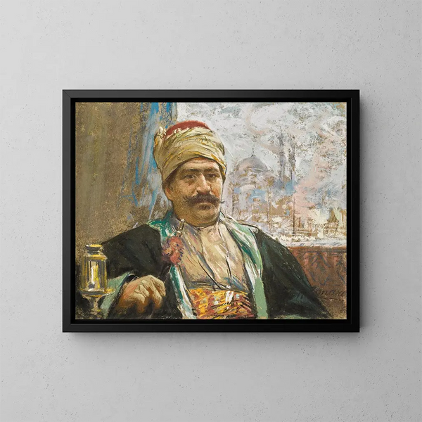 La mosquée Yeni au-delà - Fausto Zonaro — quadro incorniciato alla parete